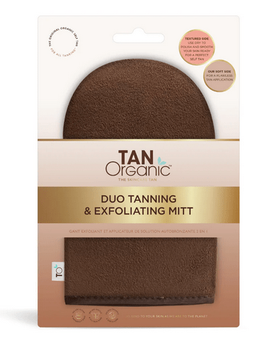 Have you ever gone to put your tan on and forgot to exfoliate in the shower? Haven't we all? Now with this amazing Exfoliate & Tan Duo Tanning Glove, you can quickly exfoliate last minute with a dry exfoliation and then flip the glove to apply your favorite tan with the soft luxurious glove on the other side. If you want to be innovative like TanOrganic then you can exfoliate while you tan as under the exfoliating sponge you will still be stain protected. This amazing WORLD FIRST patent pending glove is just another time saver application perfecting tool.
